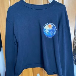 Cropped Long-Sleeve Dark Blue T-Shirt, Size One Size, Brandy Melville (brand)